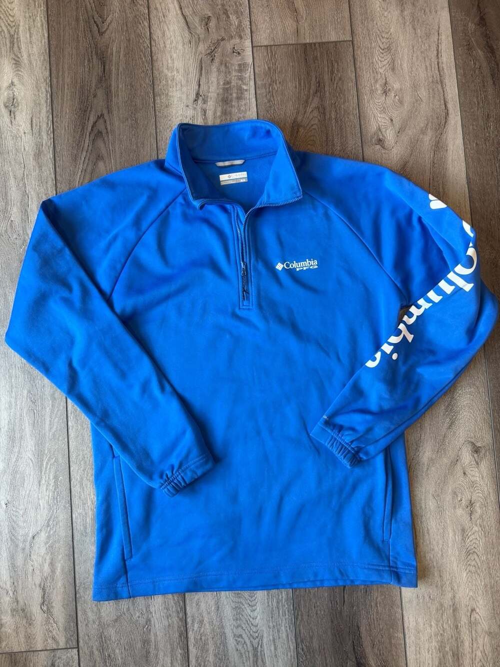 Columbia Pfg Terminal Tackle 1/4 Zip Size M Blue Fleece Pullover